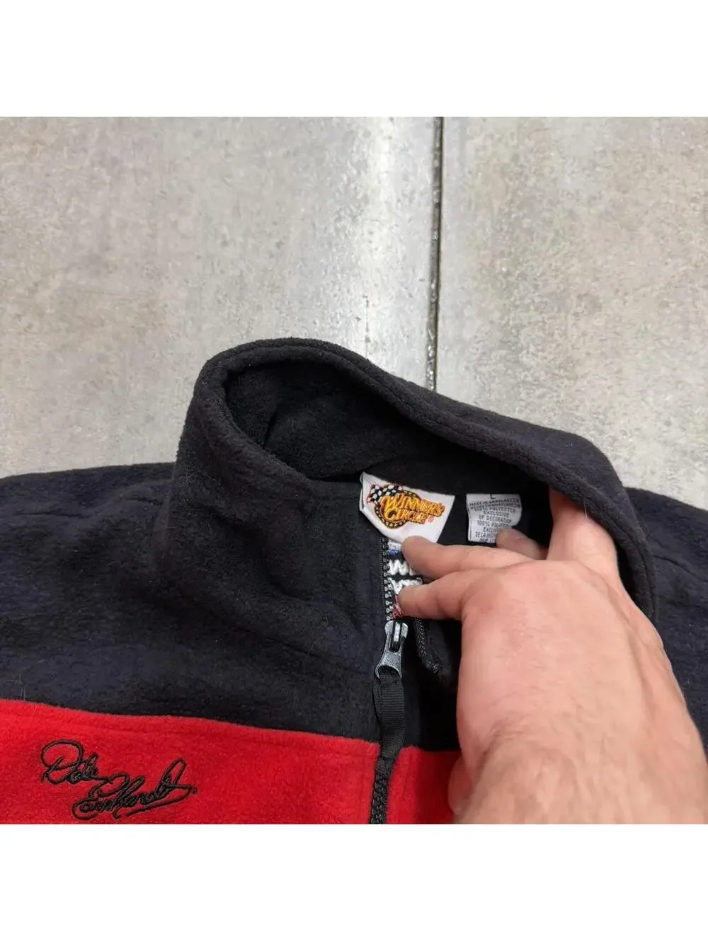 vintage dale earnhardt nascar racing black red quarter zip fleece jacket large